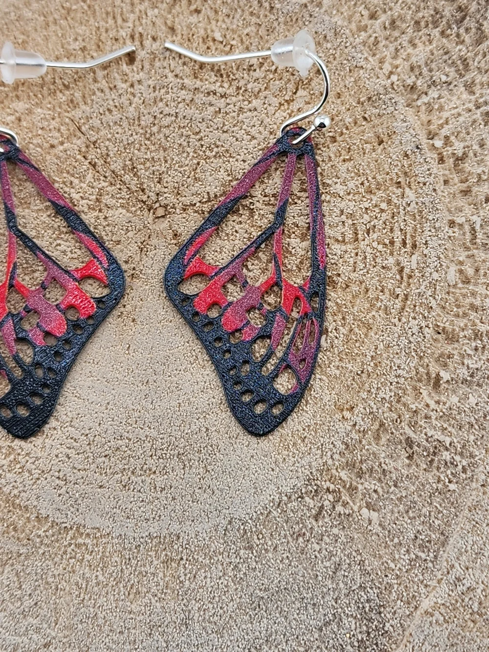 Black and Red Butterfly Wing Dangle Earrings – Lightweight Fashion Jewelry